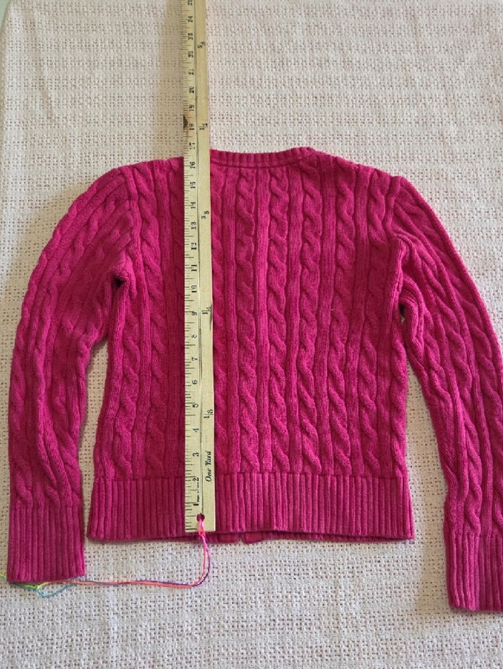 Ralph Lauren Girls Hot Pink Cable Knit Cardigan Sweater Size M 8-10 - Picture 8 of 16